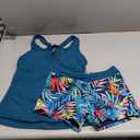 Daci Womens 2 Piece Tankini Swimsuits - Tummy Control Bathing Suit with Shorts V Wire Tankini Top Ribbed Swimwear (Medium)