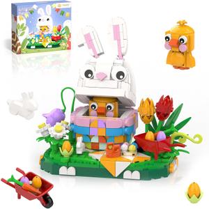 Nubee Easter Bunny Chick Building Sets, Easter Gifts for Kids Teens Adults Women, Cute Rabbit Eggs Easter Basket Stuffers Toy Gift for Boys and Girls Age 6+ (400 Pcs)