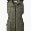 BBX Lephsnt Womens Utility Vest Drawstring Waist Military Sleeveless Jacket M