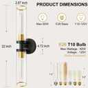 Wall Sconces Set of Two, Black and Gold Bathroom Wall Sconces with Clear Glass,Hardwired Modern Sconces Wall Decor Set of 2 Wall Light for Bathroom Mirror Bedroom Living Room Hallway Vanity