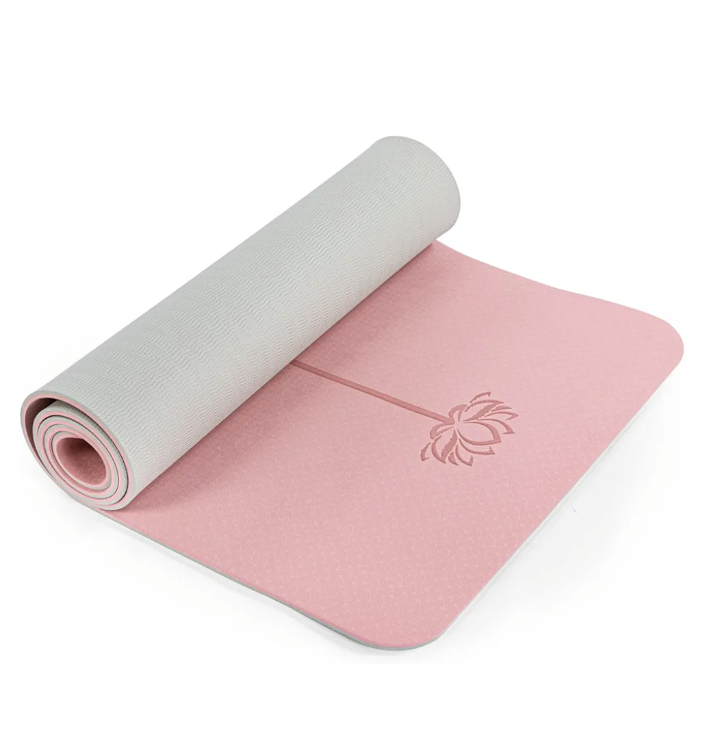 Non Slip, Pilates Fitness Mats, Eco Friendly, Anti-Tear 1/4" Thick Yoga Mats for Women, Exercise Mats for Home Workout with Carrying Sling (72"x24", Parfait Pink & Gray)