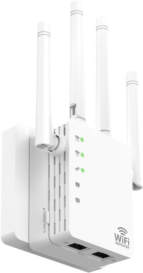 WiFi Extender Supports 105 Devices, 1.2Gbps Home Signal Booster,Dual Band 5GHz/2.4GHz, Covers Up to 12880 Sq.ft, EasyMesh Compatible, with 1 Ethernet Port