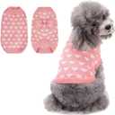 Dog Sweater, Knitted Heart Pattern Puppy Sweaters for Small Medium Large Dogs, Girl Boy Autumn/Winter High Elasticity Comfortable Pet Clothes, Christmas Holiday New Year Pet Outfit(Pink, L)