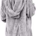 LookbookStore Womens Cardigan 2025 Winter Oversized Open Front Fleece Hooded Draped Pockets Jacket Coats (XX-Large, A Light Grey)