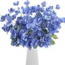 10PCS Dark Blue Delphinium Artificial Flowers 19.7'' Faux Snapdragon Flowers Silk Fake Larkspur Flowers with Stem for Wedding Party Floral Arrangement Home Decor (Dark Blue)