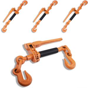 Ratchet Binder Plus Ratchet Chain Binder - 4 Pack Load Binder, 3/8" - 1/2" Grade 70 Chain, 12000 LBS Working Load Limit, Heavy-Duty Ratchet Binder with Folding Handle, DOT & SAE Compliant