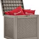 YITAHOME 32 Gallon Deck Box, Resin Storage with Lockable Lid & Side Handles, Indoor Outdoor Small Container for Patio Cushion, Garden Pool Accessories, Backyard Furniture, Water Resistant