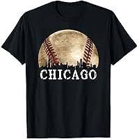 Chicago Illinois IL T-Shirt Vintage Baseball Graphic Tee T-Shirt, M