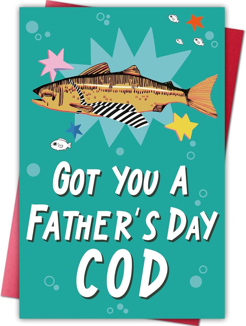 3 x Funny Father's Day Card for Dad, Fishing Pun Fathers Day Card Gift for Fisherman Husband Grandpa, Humorous Dad Joke Card from Son Daughter Wife