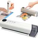 Food Storage Vacuum Sealer Machine, Portable Mini 3-in-1 Rechargeable Seal A Meal Vacuum Sealer Machine Cordless Vacuum Sealer Inflation Pump Needle & Nozzle Included (beige)