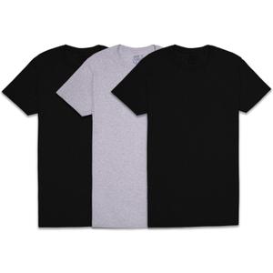 Fruit of The Loom Men's Crew Tee Undershirts, Moisture Wicking & Tag Free (Large, Black/Grey - 3 Pack)