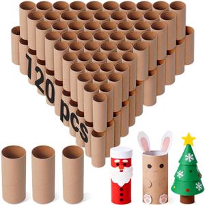 Czoynife 120Pack Brown Cardboard Tubes for Crafts, 1.38x3.98, Bulk Paper Rolls for Kids DIY, Classroom Art Supplies, Holiday Decor