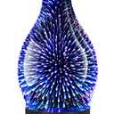 120ML Essential Oil Diffuser, 3D Glass Aromatherapy Diffuser with Auto Shut-Off and 7 Color LED Lights, Ultrasonic Mist Humidifier with 4 Timer for Home Office Bedroom (3D Fireworks)