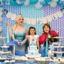 3 x ADLKGG Winter Wonderland Decorations, Frozen Birthday Party Backdrop, Blue Purple Snowflake Foil Fringe Curtain Tinsel Streamers Photo Booth Props for Christmas Baby Shower Home Decor, 3Pcs