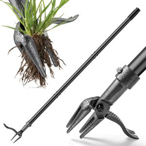 Weed Puller Tool 45" All-Metal Stand Up Heavy Duty Weeder Hand Tool with 4-Claw Steel Head & Long Handle, Garden Weeding Tool for No Bending or Kneeling, Back & Knee Friendly, Easily Removes Weeds