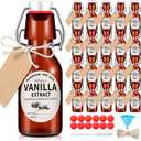 Vesici 8 Sets Swing Top Glass Bottles Set Amber Homemade Vanilla Extract Bottles Vanilla Extract Jars for Christmas DIY Crafts (8 Oz)