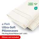 King Pillow Cases Set of 4 - Ultra Soft Hotel Quality Pillowcase Covers - Comfy, Cozy & Wrinkle Free - Shrinkage, Stain & Fade Resistant - Machine Washable Pillow Protectors - 4 Piece Set - Off White