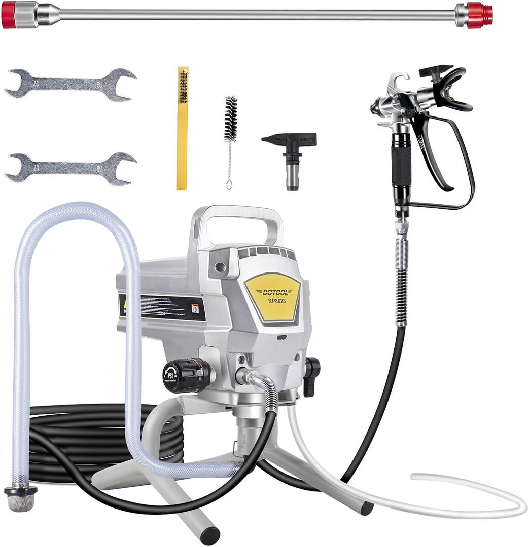 DOTOOL 950W Airless Paint Sprayer,3300PSI High Efficiency Paint Sprayer Gun,Thinning-Free,with Extension Pole Other Accessories, for Home Interior & House Exterior DIY Painting Projects.