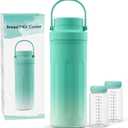 22oz Portable Breast Milk Cooler for Work & Travel, Ice-Free Breastmilk Cooler with 360° Surround Cooling for 24 Hours & Leak-Proof Dual-Bottle Design for Breastfeeding Moms' All-Day Needs