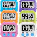 6 Pack Multi-Function Electronic Timer - Magnetic Digital Timers Big LCD Display The Loud/Silent Switch Countdown Timer Extensively Use in Break Time, Cooking,Gym, Meeting, Classroom