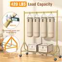 EAGMAK Heavy Duty Clothes Rack Load 420 LBS, Rolling Garment Rack with Lockable Wheels, Standing Metal Clothing Rack, Portable Wardrobe Sturdy Coat Rack for Hanging Clothes (Gold, 47.218.963)