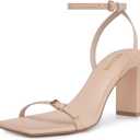 CELLENZ Strappy Women High Heels: Sexy Wide Heeled for Women Dressy - Nude Heel Prom Comfortable - Wedding Sandals Shoes Size 10
