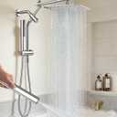 Veken All Metal 10" Shower Head with Handheld, Luxurious Square Double Rain Shower Heads,Power Wash Wand,Dual High Pressure Detachable Rainfall Showerhead with Spray Combo,Extension Arm,Chrome,Sliver