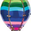 Regal Art & Gift Hot Air Balloon Solar Lantern  Hanging Solar-Powered LED Lights, Waterproof Portable Decorative Outdoor Lamp Made of Metal & Glass for Garden, Patios & Pathway  Stripe (Small)