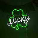 St Patricks Day Neon Sign Lucky Wall Decor LED Neon Light for Room Window Lights St Patrick's Day Party Home Bar Decoration