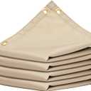 Amgo 10' x 20' Beige Custom Size Waterproof Shade Cloth with Grommets - 90% Sunblock, Durable Mesh Fabric Tarp for Dog Kennel Cover, Fence Privacy Screen, Greenhouse, Coop & Pet Playpen + 11 Pack Metal Pieces