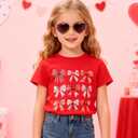 Little Girl Valentines Day Shirt Bow/Heart Clothes Toddler Valentines Day Outfit 3-8Y (Red)