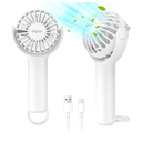 Ohjoin 2 IN 1 Portable Mini Handheld Fan with Keychain Stand, Personal Powerful Cooling Fan, Small Battery Operated Table Fan, Quiet Hand Fan, USB Rechargeable, Birthday Gifts for Women Mom (Purple,  White), Set of 2