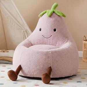 31" Kids Bean Bag Chair, Stuffed Toddler Couch with Faux Rabbit Fur Cover for Teens & Kids, Comfy Lazy Sofa Chair for Reader, Living Room, Bedroom, Aged 4-12 Years Pink