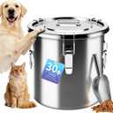 30 lb Stainless Steel Dog Food Storage Container, Airtight Metal Pet Food Storage Bin with Lid and Scoop, Large Dog Food Container for Dry Food, Keep Fresh, Easy to Clean