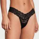 Victoria's Secret Women's Lace Thong Underwear, Panties for Women, Multi Pack (Black, S)