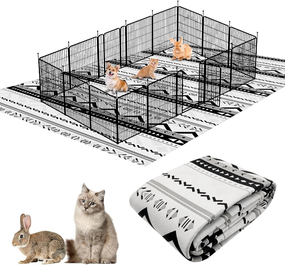 BNOSDM Extra Large Cage Liners for Rabbits 91" X 63" Washable Rabbit Pad Large Bunny Mat Anti Slip Rug for Bunnies Pet Carpet for Chinchillas Cats Guinea Pigs Dogs