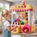 Claw Machine for Kids, Mini Vending Machine with Music & 36 Mini Toys, Candy Grabber Prize Dispenser, Electronic Arcade Game Birthday Party Gifts for 3 4 5 6 7 8 Years Old (Yellow)