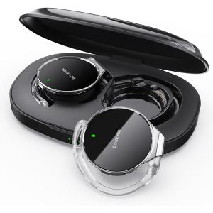 Micool Open Ear Headphones Bluetooth 5.4, Sport On Ear Headphones Wireless, Water-Drop Shaped Noise Cancelling Clip On Headset Bluetooth with Long Battery Life, Comfort Fit 4 Microphones Earphones (Shiny black-silver)