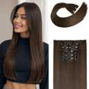 FLUFYMOOZ 6PC Clip in Hair Extensions 24" Straight Long Extensions for Women Synthetic Hairpiece (Chestnut Brown)