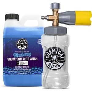 Chemical Guys Big Mouth Max Release Foam Cannon and Blueberry Snow Foam Car Wash Soap, 64 fl oz - Car, Truck, SUV, RV & Boat Wash, Soap Cannon for Pressure Washer, 34 oz Bottle - 2 Items