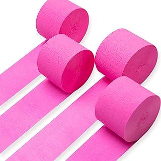 PartyWoo Crepe Paper Streamers 6 Rolls 328ft, Pack of Deep Pink Crepe Paper for Party, Wedding, Birthday, Baby Shower Decorations (1.8 Inch x 82 Ft/Roll)