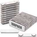 Chinco 100 Sets Magnetic Name Tags Name Tag Magnet Adhesive Badge Metal Pin Magnetic Back Silver Nametag Fasteners for Trade Shows Shirts(2 Neodymium Magnets)