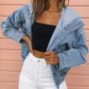 Women's Oversized Denim Jacket (Blue, S)