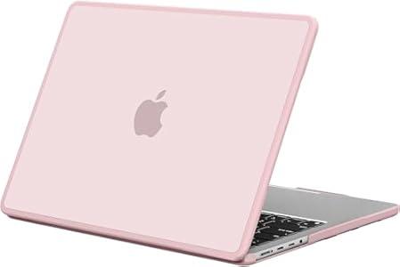 BlueSwan Anti-Cracking Hard Shell Case Compatible with MacBook Pro 14-inch 2025 2024-2021 Release M4 M3 M2 M1 Pro/ Max Chip, Anti-Fingerprint Soft TPU Bumper, Frosted Cute Pink