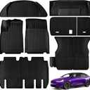 Floor Mats for Tesla Model X 5 Seater 2025 2024 2023 2022 All Weather Model X Floor Mats for Tesla Model X Accessories 2025 2024 2023 2022 TPE Back Seat Cover Protector Trunk Frunk Mat Black