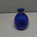 Glass Vase for Flowers, Rounded Small Blue Glass Vase for Home Decor Gift Centerpieces Events (Dark Blue & Gold)