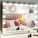 M MIVONDA Hollywood Vanity Mirror with Dimmable 15LED Bulbs Lights 3 Lighting Modes 2in1 Large Lighted Makeup Mirror for Desk and Wall with Plug-in and USB Charger Port