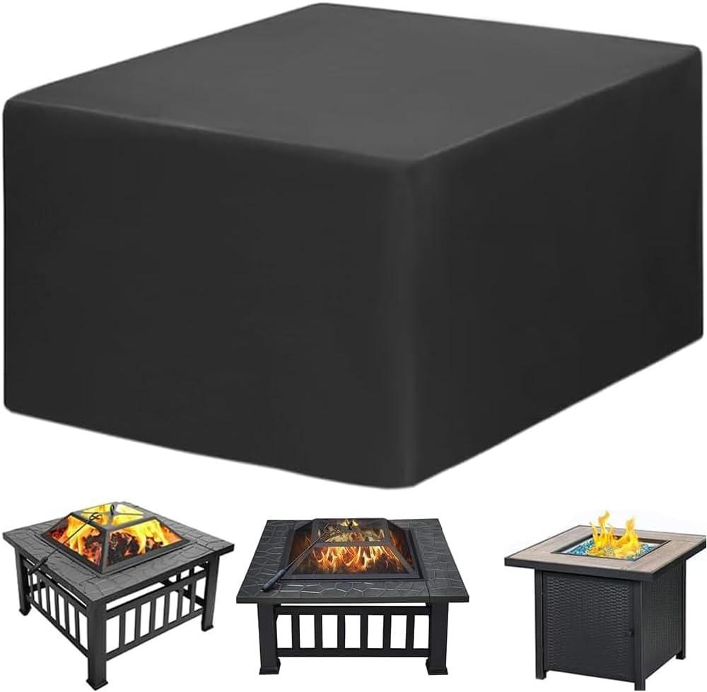 Amberr Fire pit cover,600D Heavy Duty fire pit cover square,Waterproof outside firepit covers, All weather Resistant (Square - 32L x 32W x 16H)