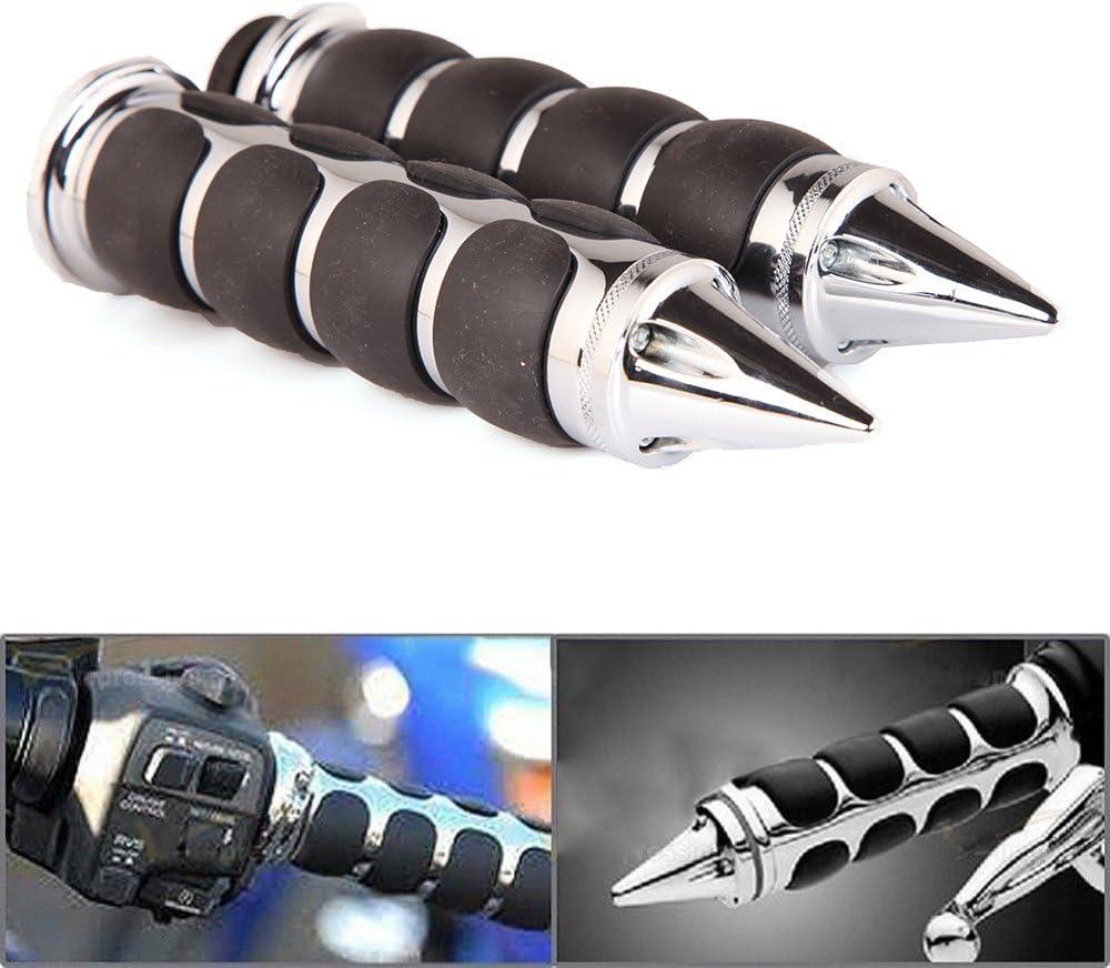 Pair of 1" Dual Motorcycle Bar End Hand Grips Handlebar for Cruisers Harley Yamaha Suzuki-Silver