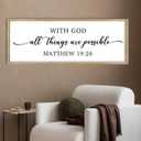 FZMHASLWW With God All Things Are Possible Wall Decor Art 40" x 15" God Is Within Her She Will Not Fall Matthew 19:26 Sign Bible Verse Large Wooden Framed Wall Hanging (Wood)